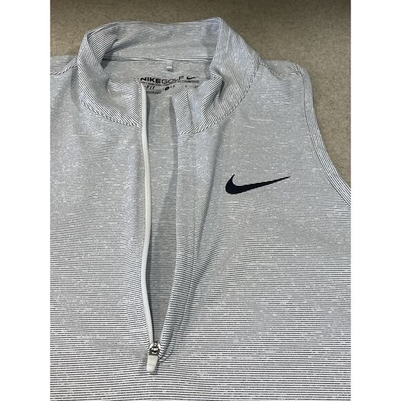Nike Golf Dri Fit -Club Top Sleeveless 1/4 Zip Polo Black/Gray Striped Sz Small - Picture 7 of 10